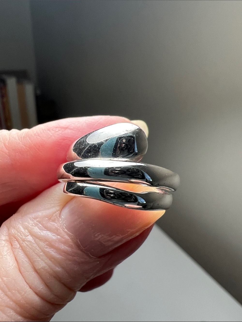 Sparkling 925 Sterling Silver Twisted Coil Statement Ring - Vintage